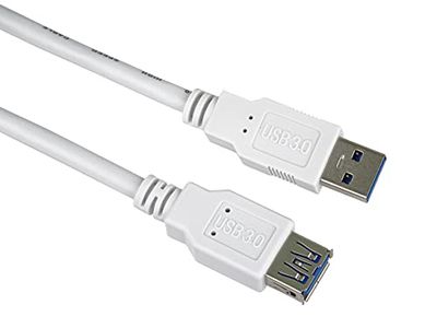 PremiumCord USB 3.0 Extension Cable 5 m, SuperSpeed Data Cable up to 5 Gbit/S, Charging Cable, USB 3.0 Type A Female to Male, 9Pin, 3X Shielded, Colour White, Length 1 m