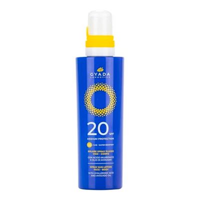 GYADA COSMETICS, Solare Spray Viso Corpo SPF20 Protezione Media, Nutriente e Protettivo, Crema Solare Viso ad Assorbimento Rapido, Resistente all'Acqua, Non Unge e Non Appiccica, 200 ml