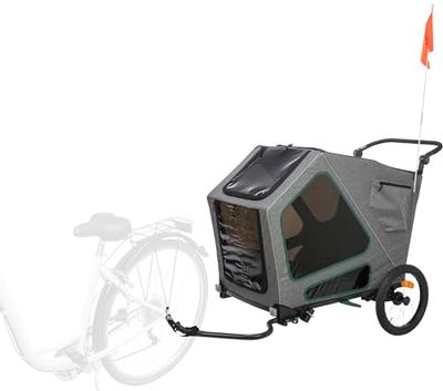 TRIXIE "Rimorchio per Bicicletta, L: 80 × 103 × 98/147 cm, Grigio/Salvia fino a 45 kg - 12804