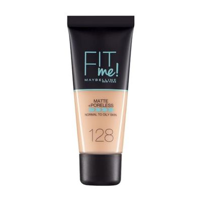 Maybelline New-York - Fond de Teint Fluide Fit Me Matte & Poreless - Peaux normales à grasses - Teinte : 128 Beige Doré - 30 ml