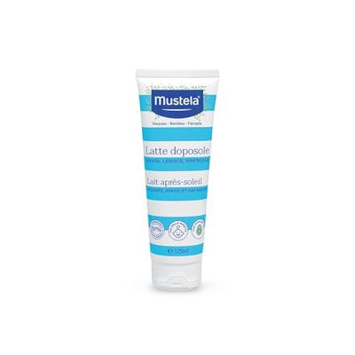 Mustela Leche para después del Sol, Rostro, Cuerpo, Con Manteca de Karité y Perseosa de Aguacate, Bebés, Niños, Toda la Familia - Alivia la piel quemada por el sol, Frescor instantáneo (125ml)