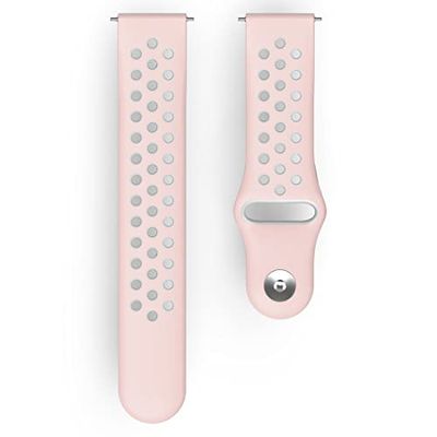 Hama Cinturino per orologio Fitbit Versa 2, Versa, Versa Lite, sportivo, traspirante, da scambiare, in silicone, con bottone in acciaio inox, colore rosa/grigio