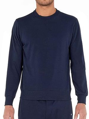 JPING Heren Sport Lounge Sweat Shirt Pyjama Top, Bleu Marine, Standaard