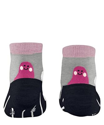 FALKE Unisex dla dzieci aktywne bańki trener skarpetki bawełniane niebieskie szare różowe wzorzyste krótkie trener długość na lato 1 para, Szary (szary burzowy 3820), 18.5-22 EU