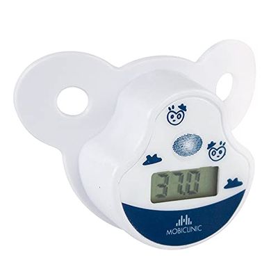 Mobiclinic, Digital Baby Dummy Thermometer, Thermometer for Children, Pacifier, Soft, LCD Screen