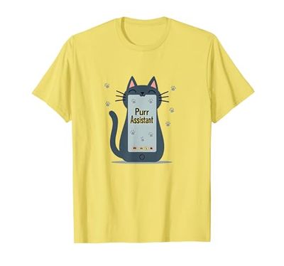 Asistente de ronroneo: Lindo diseño de teléfono Inteligente de Gato para Amantes de Las Camiseta, Hombre, Limón, S