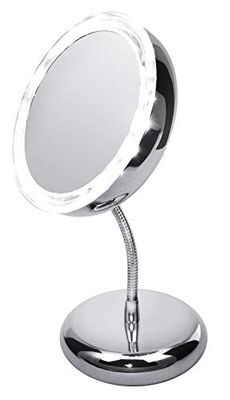 Adler AD2159 Espelho com iluminação LED para maquilhagem portátil de 5 aumentos, 15 cm, cinzento