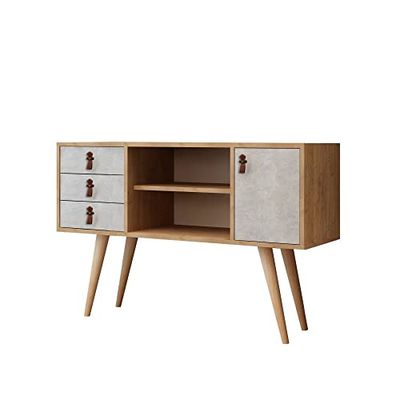 Console, panneau de particules 100% mélaminé, couleur chêne blanc