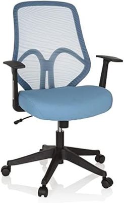 hjh OFFICE 750002 Silla de Ordenador AMIKO Tejido de Malla/Tela Negro/Azul Silla de Escritorio ergonómica, Silla de Oficina Giratoria