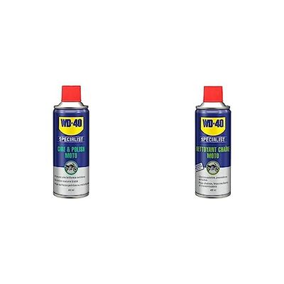 WD-40 Specialist Moto Cire et Polish Aérosol Extrême brillance et longue durée Contient de la cire de Carnauba et de la cire d'abeilles Ne laisse pas de trace 400 ML & Specialist Moto • 400 ML