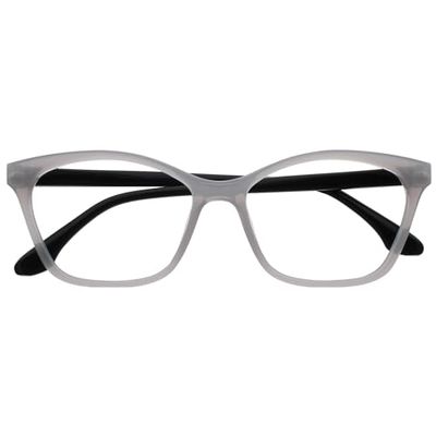 OPULIZE KAT Occhiali da Lettura - Montatura a Occhi di Gatto - Grigio Lucido - Uomo e Donna - Cerniere a Molla - R59-7 - +1.50