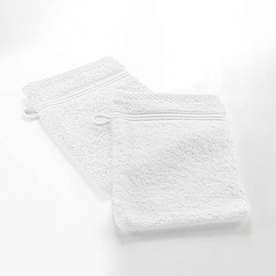 Douceur d'Intérieur, Tendresse 2 Wash Mitts 15 x 21 cm White Sponge Plain