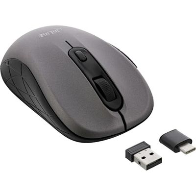 InLine® Mouse 3-in-1, Bluetooth + 2 x 2.4 GHz Radio, 5 Buttons, Optical, Grey/Black, 55363