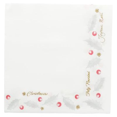 Pou Garcia 188.34 Double Point Napkins New Noël, 18 g/m2 33 x 33 cm, White