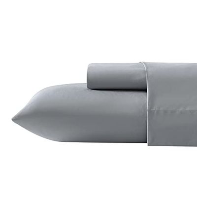 Nautica - Queen lakan-set, djup ficka dra-på-lakan och örngott, vardaglig heminredning (solid grå, queen)