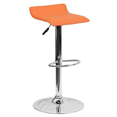 Flash möbler modern svart vinyl justerbar höjd barstol med krombas 1-pack 50.8 x 46.354999999999997 x 27.305 cm Orange