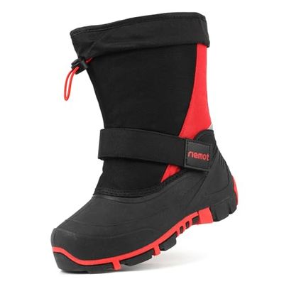 riemot Unisex Kid's Snow Boots, Winter Boots Boys Girls, Warm Lined Winter Shoes Waterproof Children's Boots, Non-slip Snow Boots, Red, 2 UK