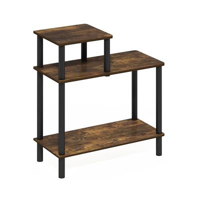 Furinno Besi - Estante Industrial Multiusos de 3 Niveles con Marco de Metal, Roble Finn