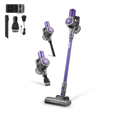 Swan SC15827N Dust Master Cordless Anti-Tangle Vacuum Cleaner with 2 Speed Control, Multi-Cyclonic Suction, Rechargeable Battery, 2-in-1 Crevice Tool, Long Nozzle & Wall Mount Kit 22.2V, Purple