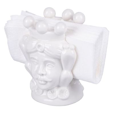 Cabeza de Moro Porta toallitas de cerámica Blanca, Sicilia