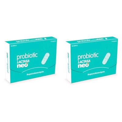 NEO - PROBIOTIC LACTASA 15 capsulas | Probiótico Natural a Base de Lactasa | Sin alérgenos, sin GMO, sin nanomateriales | Tomar 1 para prevenir molestias por Lactosa (Paquete de 2)