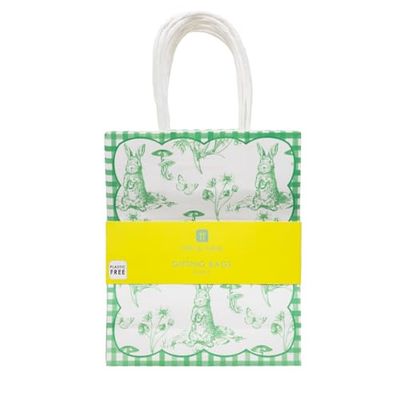 Talking Tables Papieren paascadeau Toile du Jouy Print traktatiezakjes voor eierjacht verjaardagen, vieringen, feestartikelen, schattig konijnontwerp 8 stuks, groen