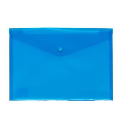 Grafoplas Enveloppe polypropylène translucide quatrième Coquelicots en Plastique Bleu avec Fermeture à Boucle Graphite