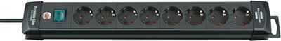 Regteta Premium-Line 8-tomadas preto 3 m H05VV-F 3G1,5