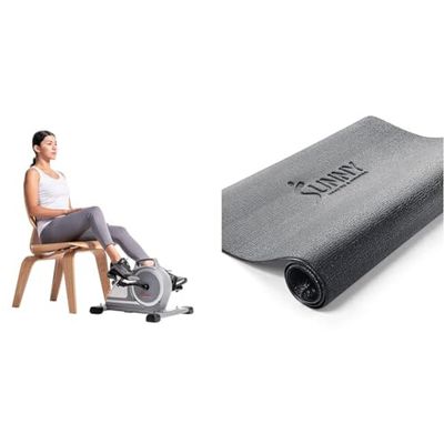 Sunny Health & Fitness Mini pedaleador magnético de Doble acción, diseño Discreto y Protector de Suelo de Espuma para Gimnasio, Fitness y Ejercicio en casa - N.° 074-XS