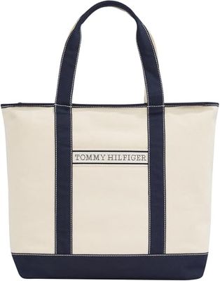 TOMMY HILFIGER Dames TH ZOMER CANVAS TOTE AW0AW17421, BLAUW (Space Blue), OS, Blauw Ruimte Blauw, One Size