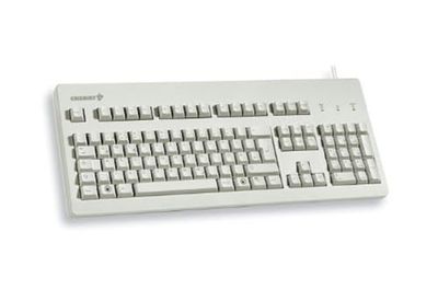 CHERRY G80-3000, Wired Mechanical Keyboard, EU Layout (QWERTY ), USB-Connection, Robust, Programmable Keys,CHERRY MX BROWN Switches, Light Grey