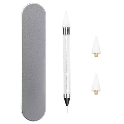 OOTDAY Dual Ended Rhinestone Dotting Pen Picker Rhinestone Tool Dotting Picker with 2 Extra Wax Tips for Crystals, Gems, Stones, White