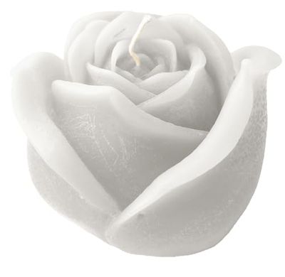 Artisan Candles - Rosebud - White Colour - Unscented - 8 x 8 cm - with Gift Bag - Cereria Di Giorgio