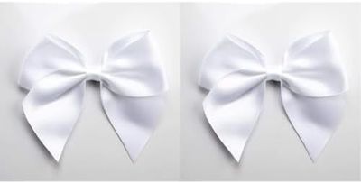 Italian Options Large Satin Ribbon Bows Self Adhesive 6-Piece Pack, 10 cm Bow Width, White (Pack of 2)