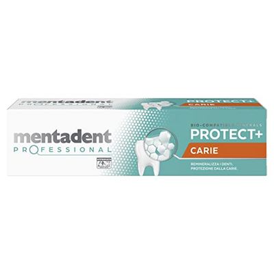 Mentadent Professional Dentifricio Protect+ Carie, Remineralizza e Protegge i Denti dalla Carie, Rinforza lo Smalto, con Minerali Bio-compatibili e con Fluoro, 75 ml