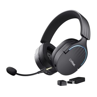 Trust Gaming GXT 491 Fayzo Casque Gaming sans Fil Bluetooth + 2.4 GHz, Son Surround 7.1, Batterie 22 Heures, Pilotes 50mm, Microphone Antibruit, Casque Gamer RGB Over-Ear PC PS5 PS4 Switch - Noir