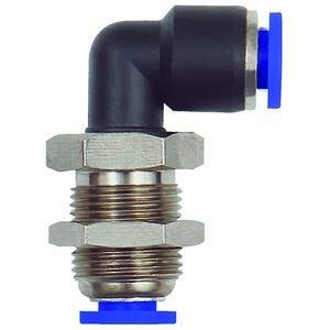 Connettore a L Schott » serie blu « mini, M10 x 1,0, per tubo esterno Ø 4 mm, dr. Max. 10 bar, plastica/ottone vert.