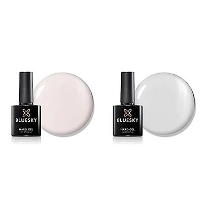 Bluesky Gel Polish, Hard Builder and Strengthener Gel for Strong Nails, Soft Clear Pink and Builder Gel and Strengthener Gel for Hard, Strong Nails, Clear, 10 ml (Requires Curing Under LED or UV Lamp)