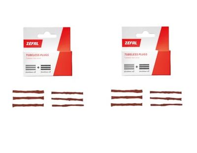 ZEFAL Tubeless Plugs Pack - Set med två Tubless däck reparationsvekar - vekar som ska användas med en slanglös reparationssats - 3 x Ø 2 mm + 3 x Ø 4 mm varje låda
