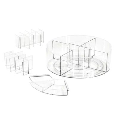 iDesign Rangement Maquillage tournant, Coffret beauté Personnalisable Collection exlusive Sarah Tanno, Makeup Organizer en Plastique pour Maquillage et Accessoires, Transparent