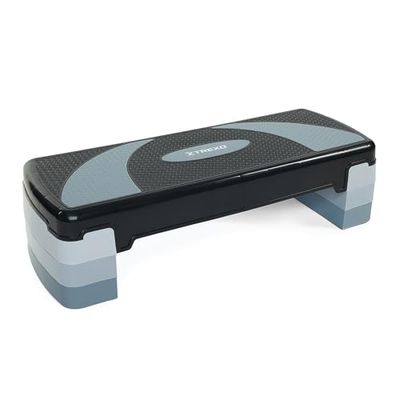 TREXO Aerobic Step 78 x 30 cm per Esercizi Cardio e Allenamento Fitness Altezza Regolabile 10-20 cm Resistente in Polipropilene e TPR Step da Aerobica di Alta Qualità Grigio