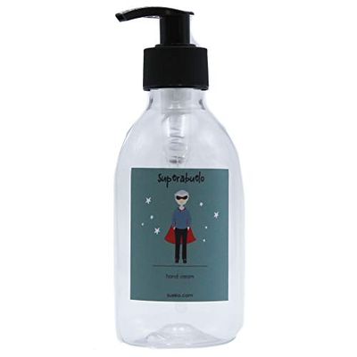 Susiko | Super Nonno con mantello e mascherina | Misure 15 x 5 cm | Capacità 250 ml | Peso 40 gr | Barattolo trasparente in PET con dosatore nero | Packaging in bella scatola Kraft