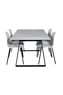 Venture Home GR19837 Arctic & Estelle Gastronomia Scrivania con 4 Sedia, 140 cm Lunghezza x 90 cm Larghezza x 74.5 cm Altezza, Bianco