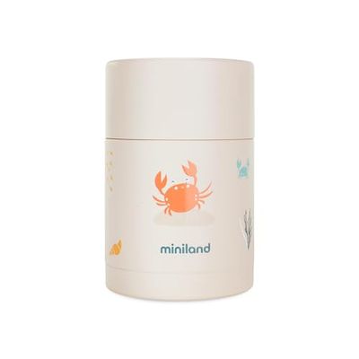 Miniland - Baby thermoskan voor voedsel 600ml roestvrij staal, houdt temperatuur meer dan 24 uur, lekvrije sluiting en dubbelwandige isolatie (Crabsy)