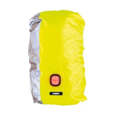 ABUS copertura antipioggia per zaini - Lumino X-Urban Cover con luce posteriore USB integrata impermeabile e visibile giallo/argento