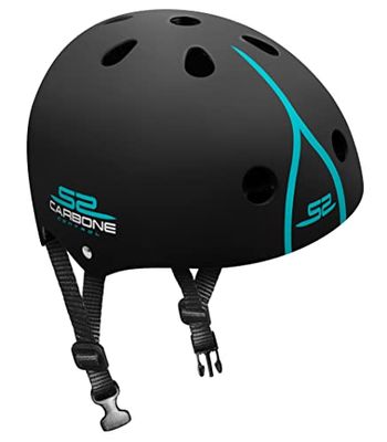 STAMP SKIDS Control Carbon Skate helm met instelwiel voor jongeren, uniseks, zwart, 53/57 cm