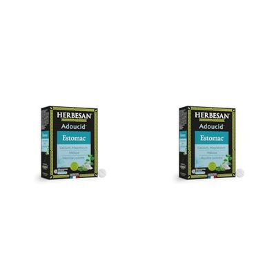 HERBESAN®-ADOUCID - Confort gastrique, Lendemain de fêtes- Chlorure de choline - Action rapide - Goût menthe - 30 comprimés à croquer (Lot de 2)