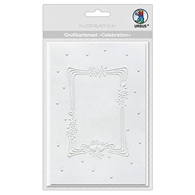 Ursus 55750014 - Wenskaartenset Celebration Art Deco, 5 kaarten met enveloppen, wit, ca. 12,5 x 18 cm, voor individueel kaartontwerp
