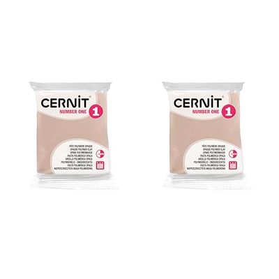 CERNIT CE9056425AMZC - Un lote de 2 Pains de Pâte Polymère Number ONE - Pâte à Modeler à Cuire - Couleur Rose Beige - 2 Bloques de 56 g