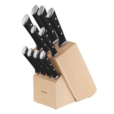 TefaI Ice Force Ensemble 11 pièces Bloc couteaux de cuisine + 10 couteaux, Lames en acier inoxydable allemand, Garantie 10 ans, Coupe et tranchant haute performance K232SA14